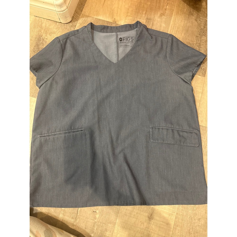FIGS Women's Catarina Scrub Top Large Graphite Gray V-Neck Technical Collection‎